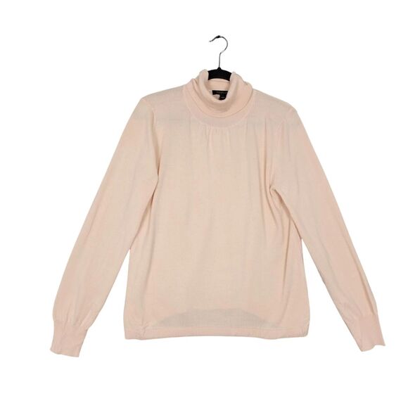 ANN TAYLOR Pink 100% Merino Wool Long Sleeve Turtleneck Sweater SIZE LARGE - Picture 1 of 10